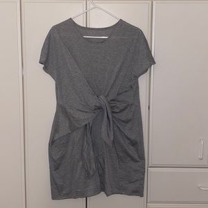 short sleeve grey above-the-knee dress